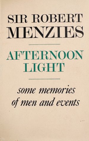 Front cover of the book afternoon light by sir menzies